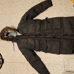 Triple Five Soul Long Full Zip Winter Jacket With Fur Hood Vintage Y2K